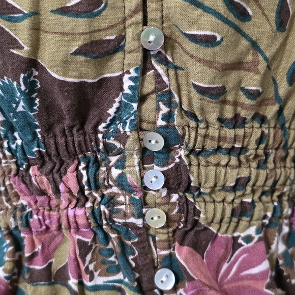 Madewell Shirred Cap-Sleeve Top in Brushstroke Monstera Size XS - Picture 7 of 7